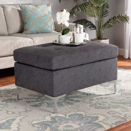 Baxton Studio Riley Modern and Contemporary Grey Fabric Upholstered Ottoman 190-12743-ZORO
